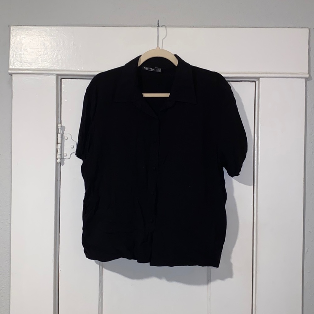 Black Nasty Gal Short Sleeve Button Down